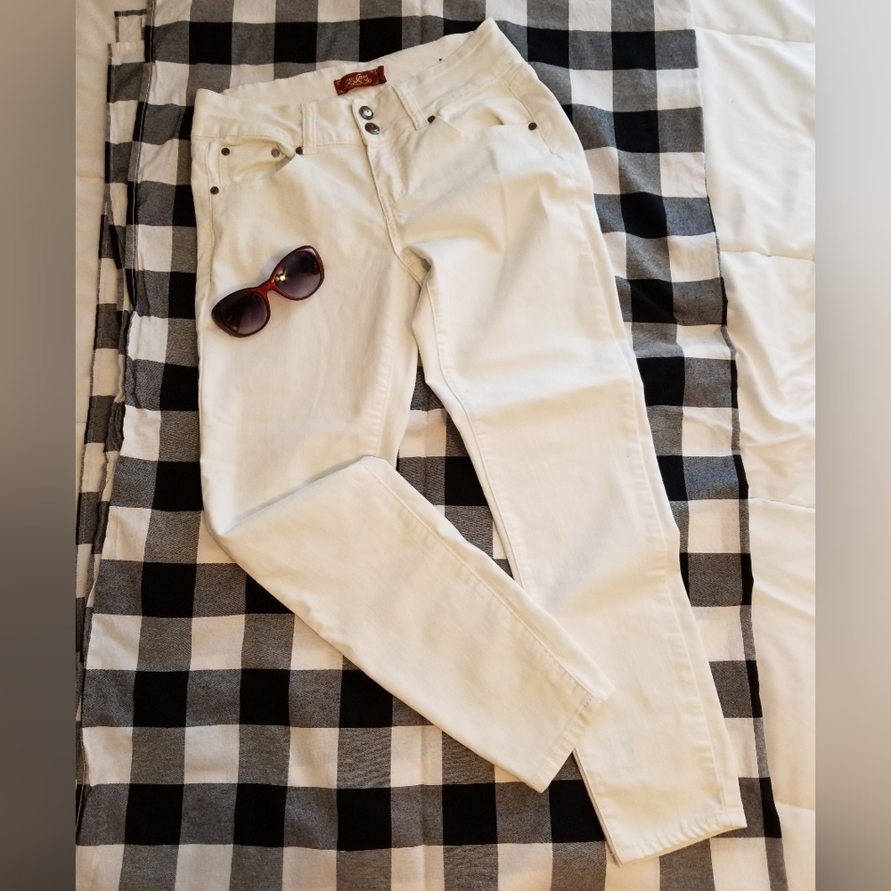 one 5 one White 5-pocket Stretch Jeans